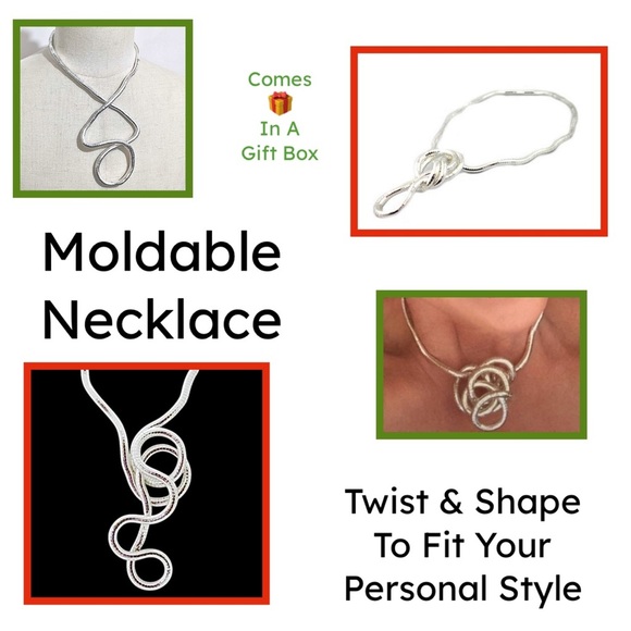 Rare Silver Plated Modable Flexible Necklace New in Box w/Free Gift - Picture 2 of 16